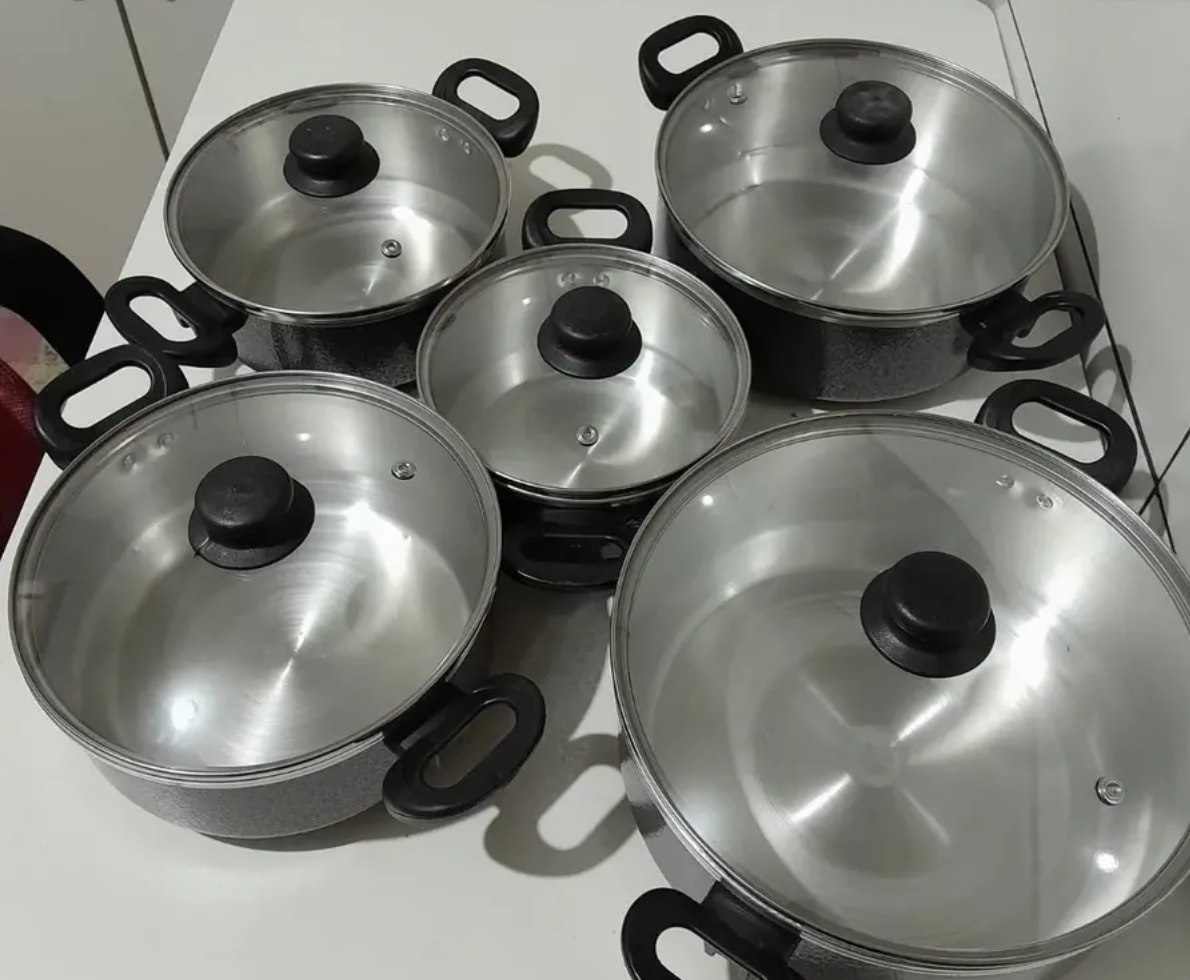 Conjunto De Panela c Tampa De Vidro 5 Peças