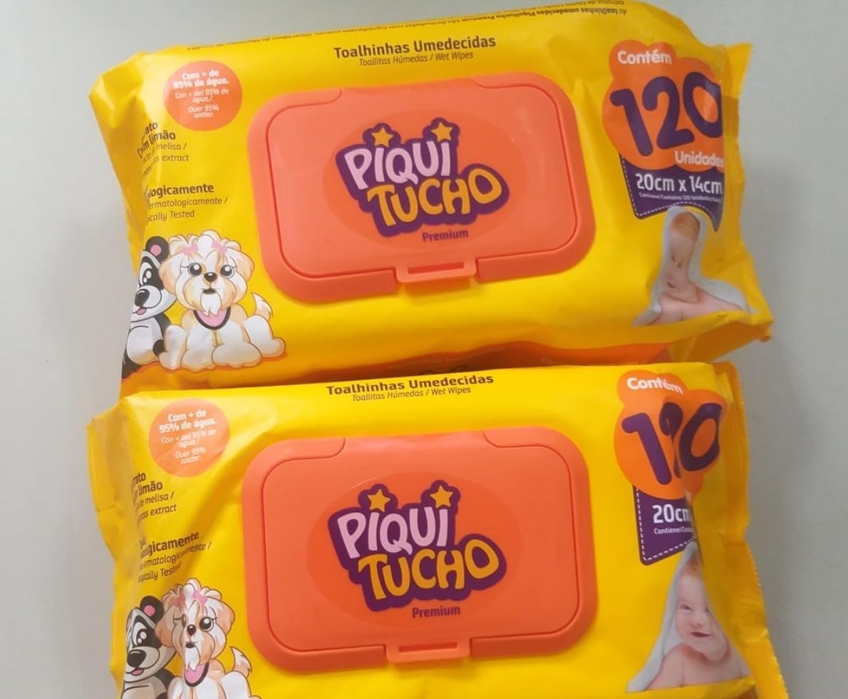 Piquitucho Premium com 120 Lenços Umedecidos