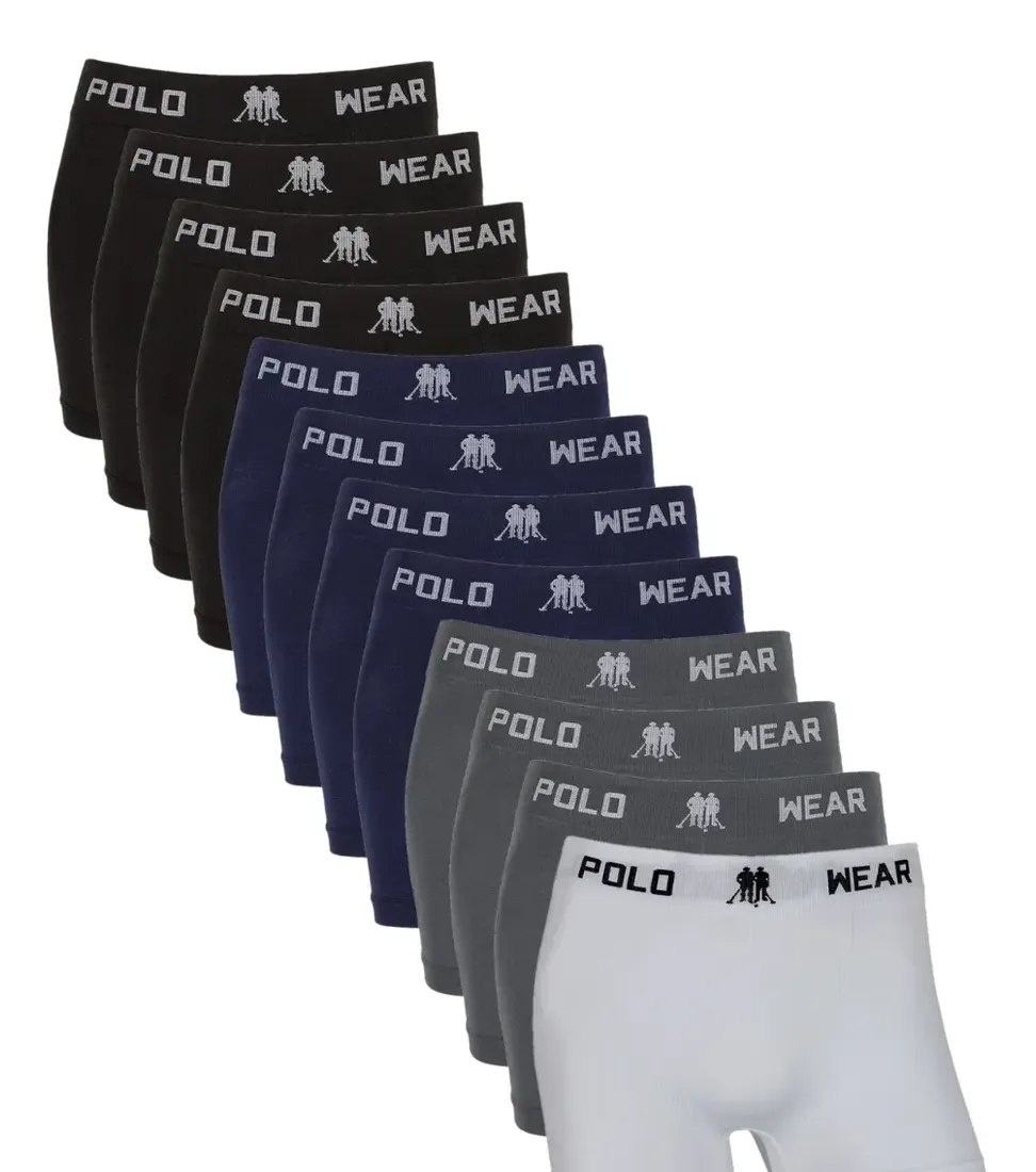Kit Com 12 Cuecas Boxer Masculina Adulto Polo Wear Original