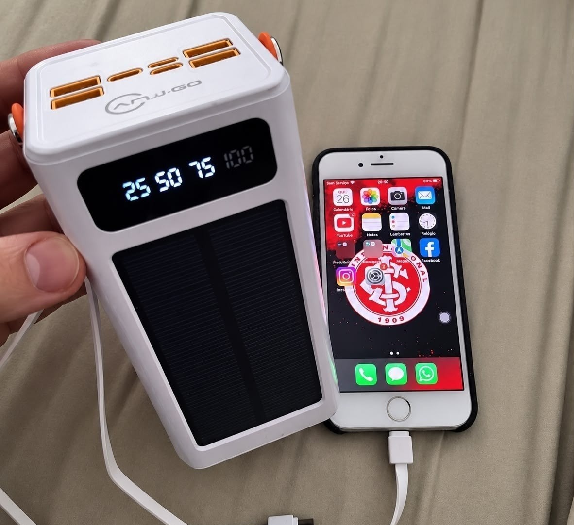 Carregador Powerbank Solar Turbo Portátil 50.000mAh