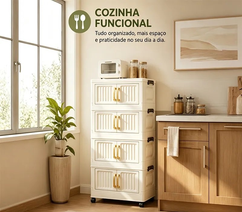 Armário Dobrável 5 Andares C Rodas Portas