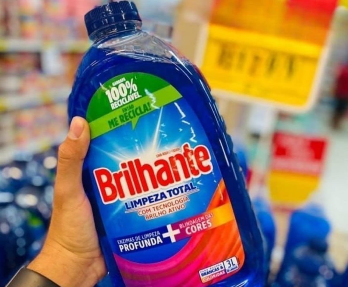 Lava Roupas Líquido Brilhante Limpeza Total 3L