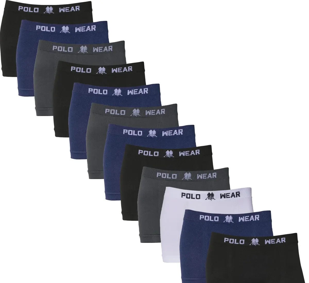 Kit 12 Cuecas Boxer Polo Wear Infantil Microfibra S Costura