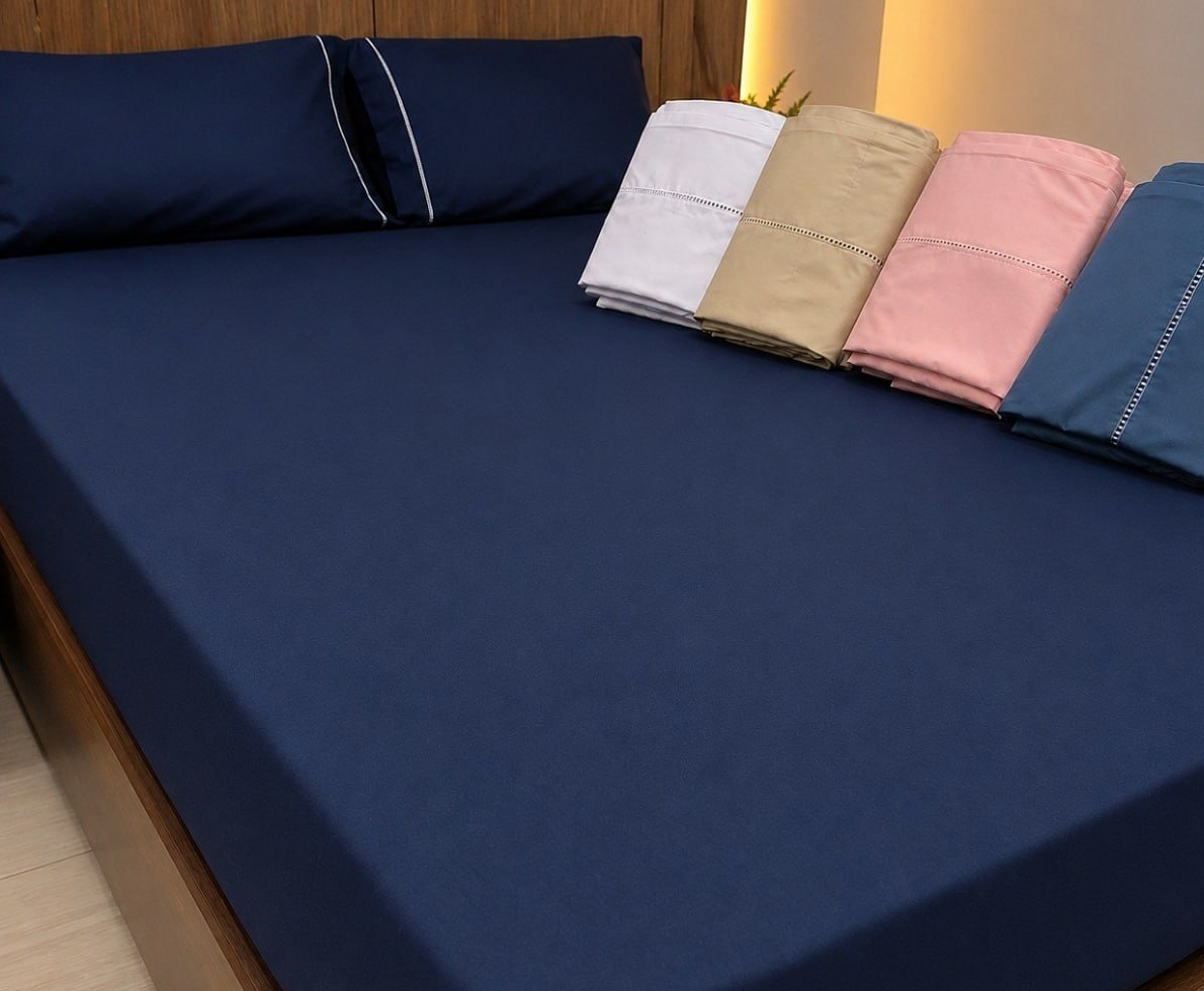 Jogo De Lençol 400 Fios Cama Queen 3 Pçs Opções de Cores
