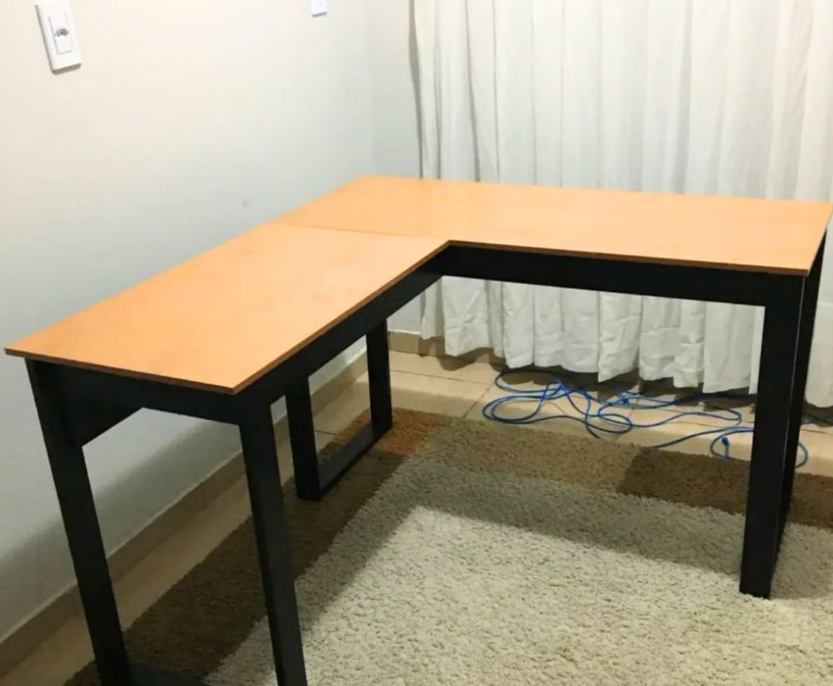 Escrivaninha Industrial Berlim Em L, MDF