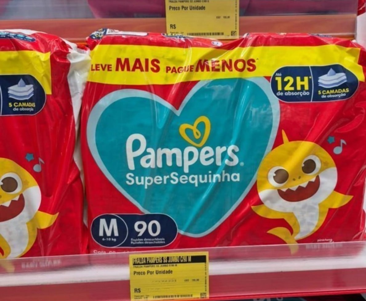 Fralda Pampers Supersequinha Tamanho M 90 Unidades