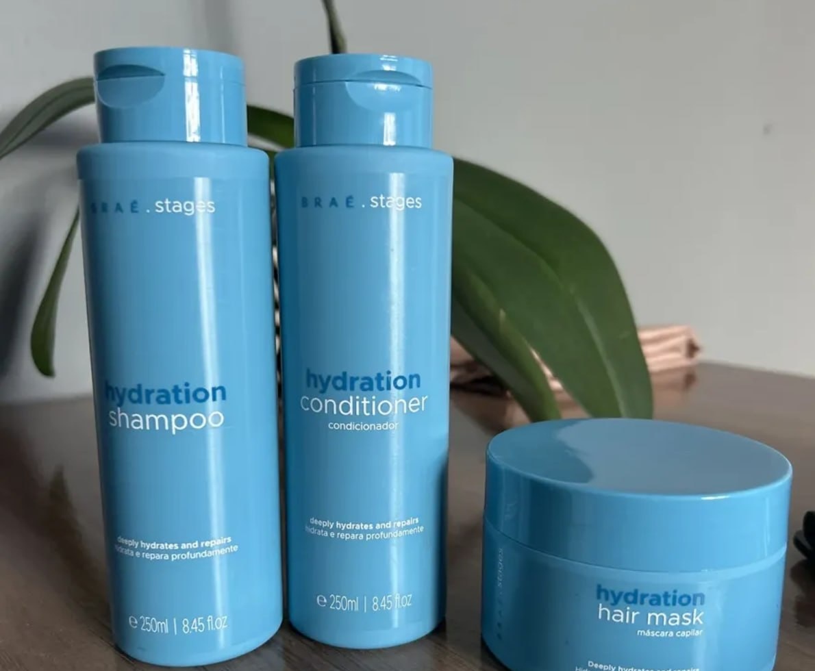 Kit Stages Hydration Braé Shampoo  Condicionador  Máscara