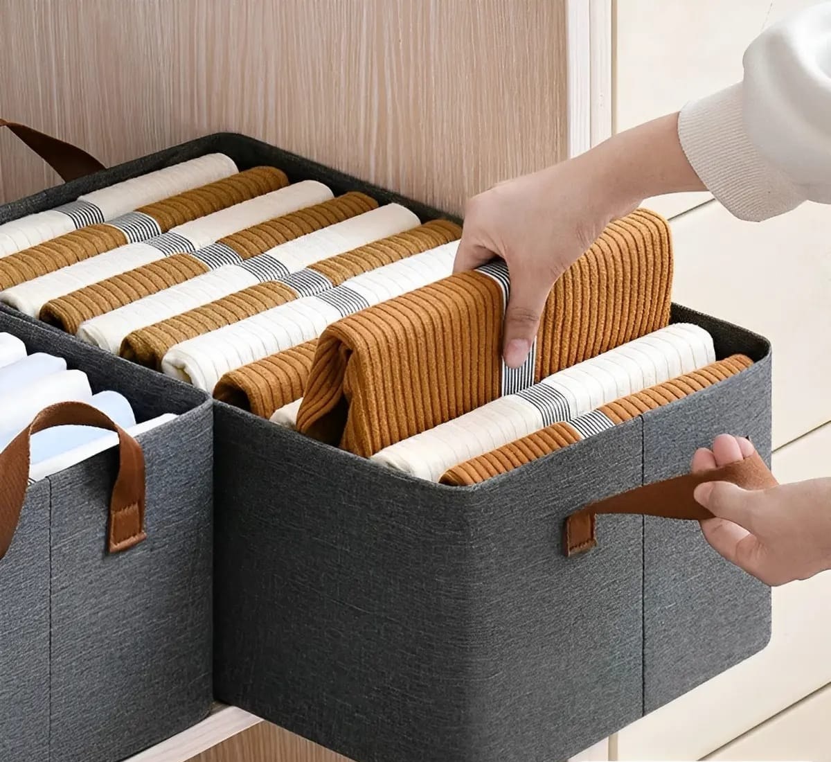 4 Caixas Organizadoras de Guarda-Roupa Cesto Gaveta Dobrável