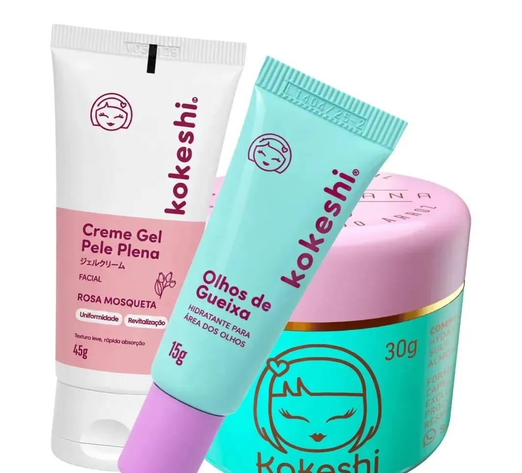 Kit Kokeshi Pele de Porcelana  Olhos de Gueixa  Pele Plena