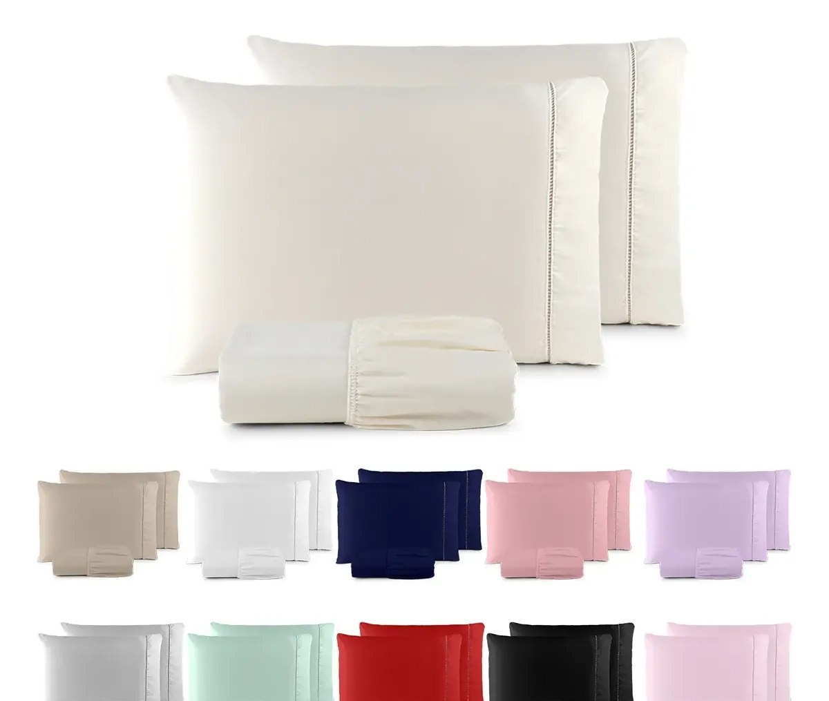 Jogo De Lençol 400 Fios Ponto Palito Cama Queen 3 Pçs