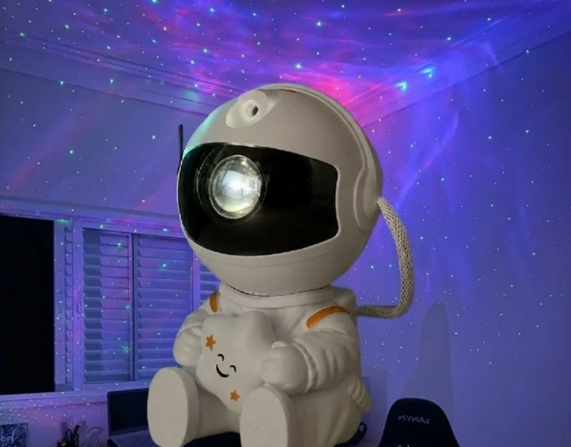 Mini Astronauta Projetor Estrelas Galáxia Luminária Noturna