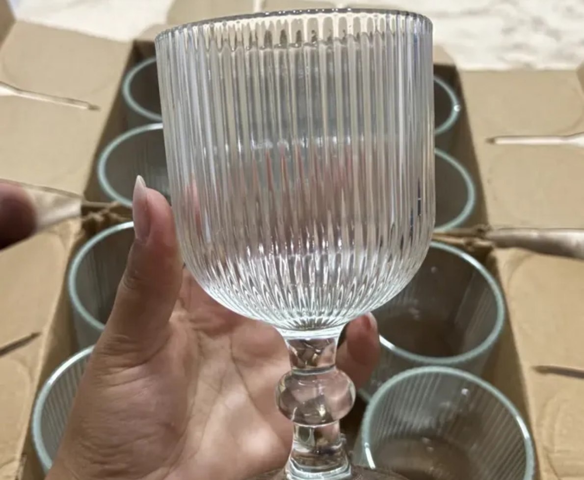 Jogo 6 Taças de Vidro 360ml Canelado Transparente para Suco