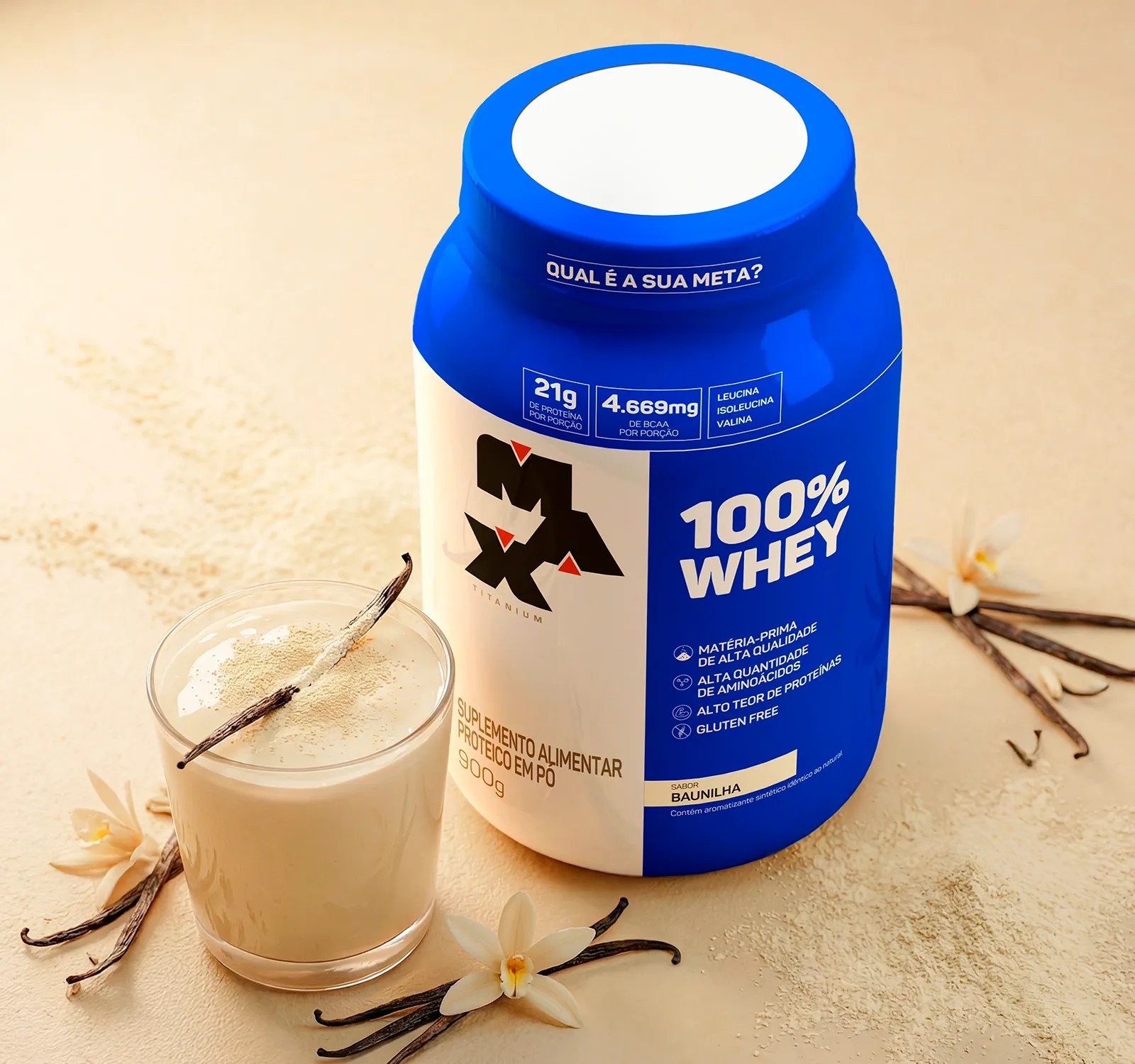 Proteína Max Titanium Whey Pro Concetrado em pó sabor Baunilha x 1kg