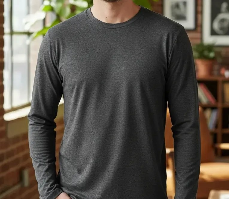 Camiseta Masculina Manga Longa Premium Não Precisa Passar
