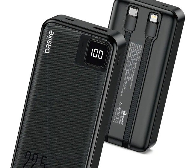 Power Bank Basike 20000mAh Preto, Carga Rápida 22.5W