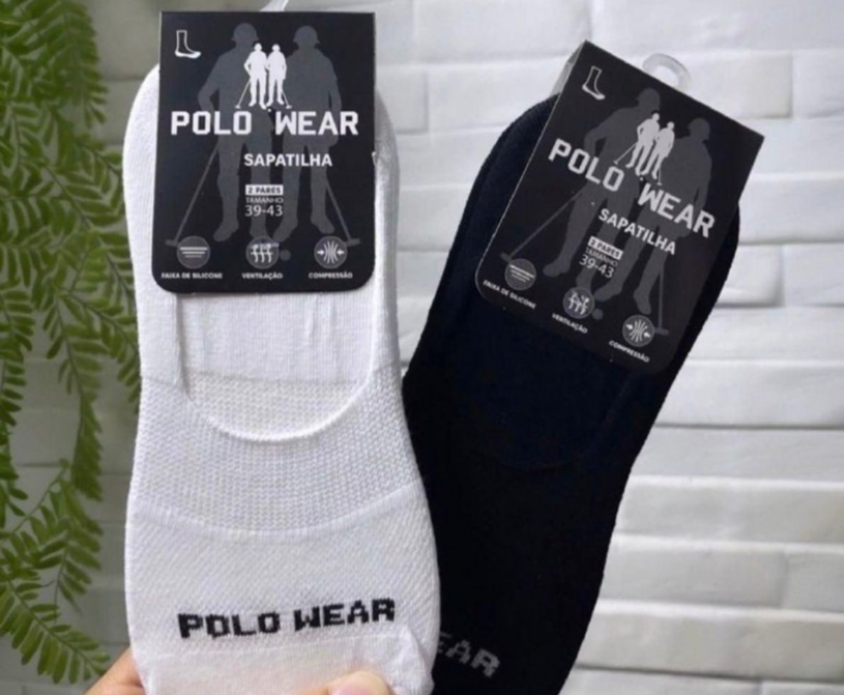 Kit 3 Pares Meia Sapatilha Polo Wear 2 cores
