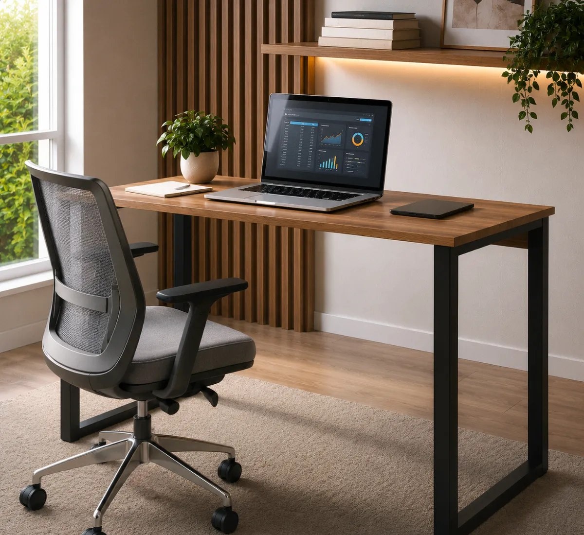 Mesa Escrivaninha Office Industrial 100x50cm Mdf Premium Aço