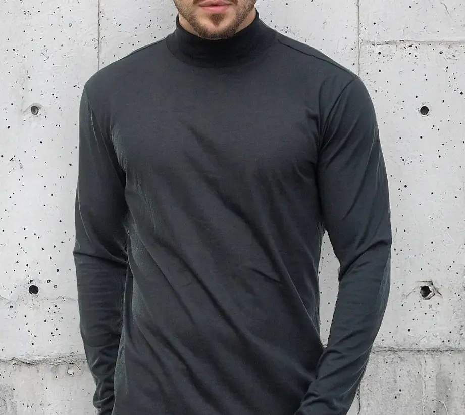 Camiseta Gola Alta Masculina Manga Longa Malha Eco Premium