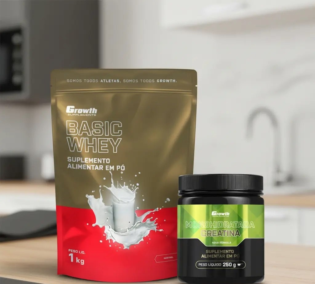 Kit Growth Whey Protein Basic Natural 1kg  Creatina Monohidratada 250g