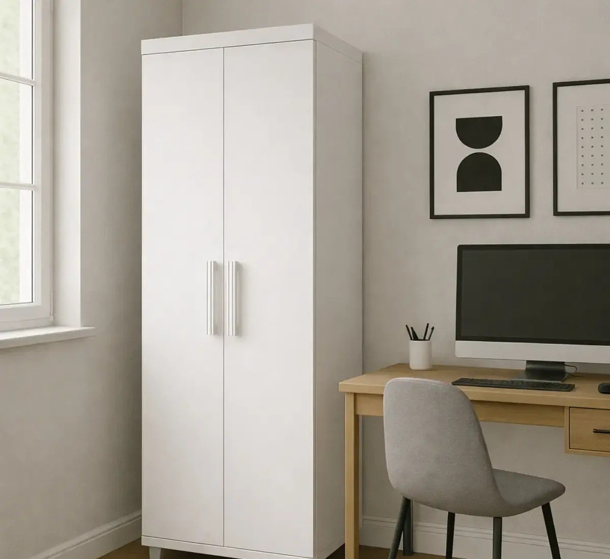 Armário Multiuso MDF 2 Portas 189x55cm Cozinha Lavanderia