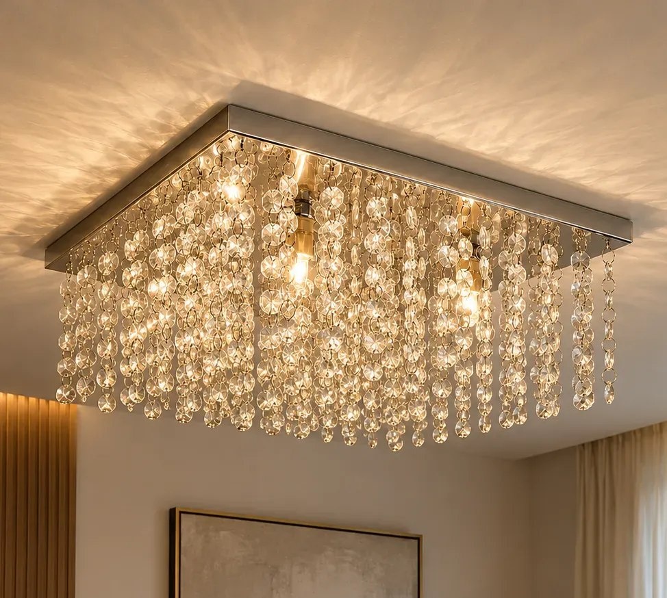 Lustre Cristal Legítimos 30x30 Sala Jantar Estar LD006C
