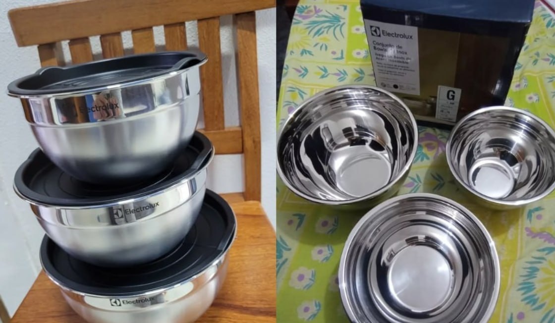 Kit 3 Bowls Tigelas em Inox com Tampa Plástica Electrolux