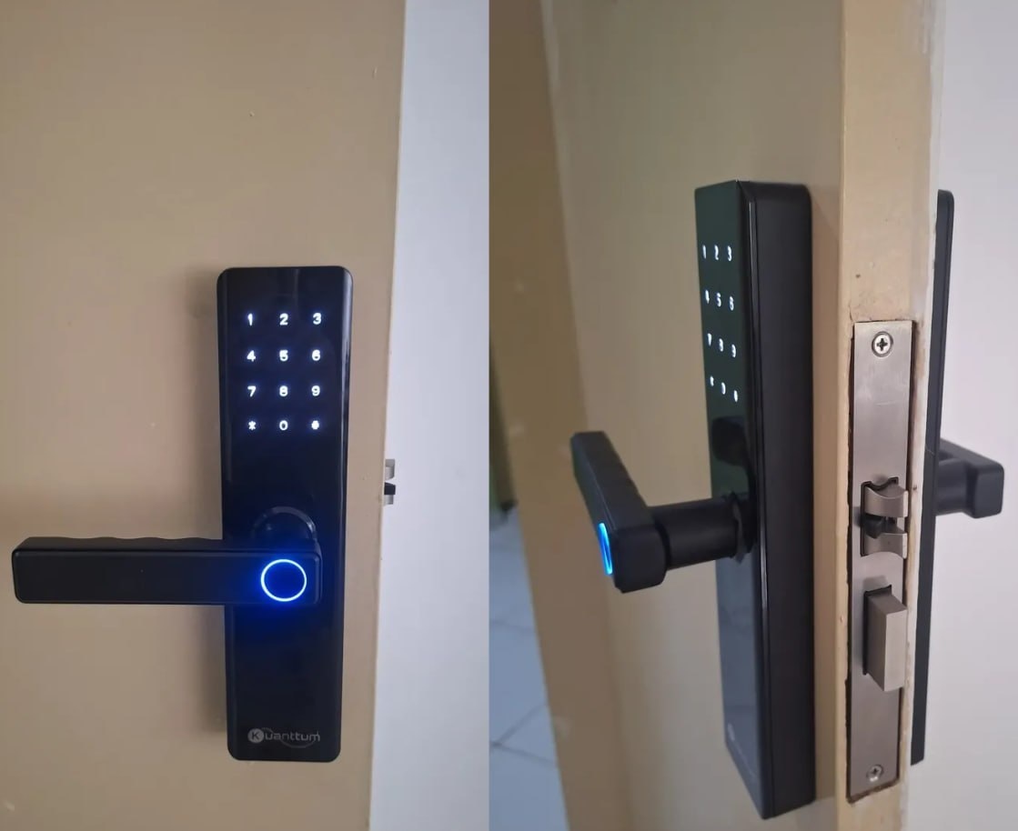 Fechadura Digital Kuanttum Beta de Embutir com Biometria