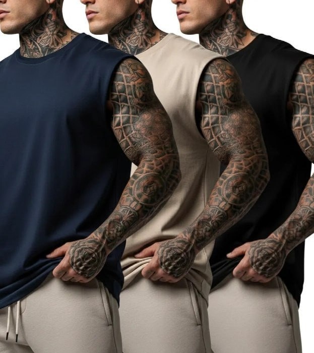Kit 3 Regatas Oversized Macho Streetwear Lisa Casual Básicas