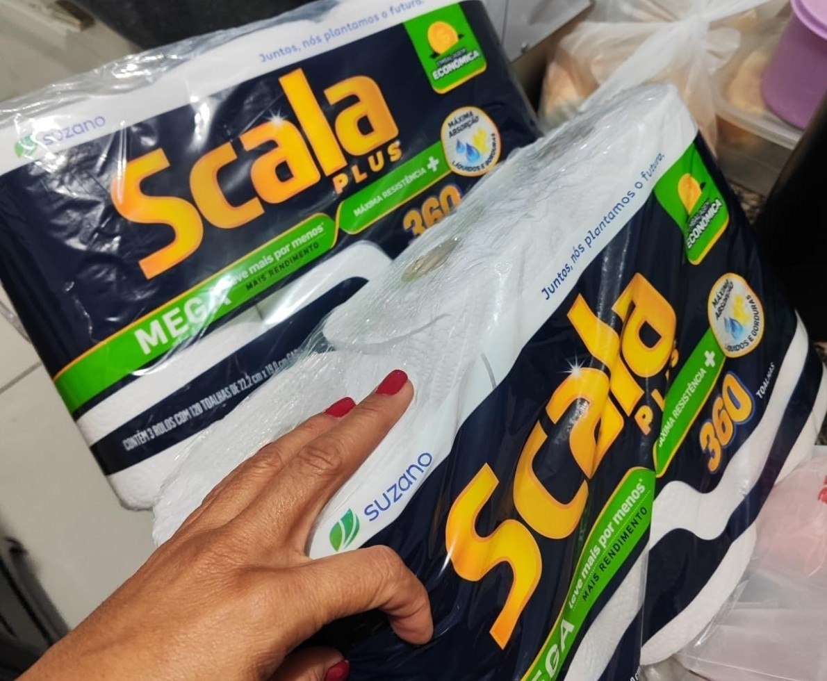 Scala Plus Papel Toalha Mega 360 Toalhas 3 Rolos de 120 Toalhas cada