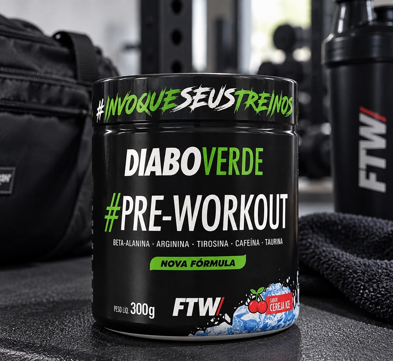 Pré Treino Diabo Verde 300g Cereja Ice FTW
