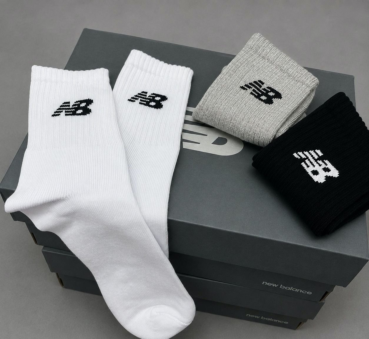 Kit com 3 Pares Meias New Balance Cano Longo
