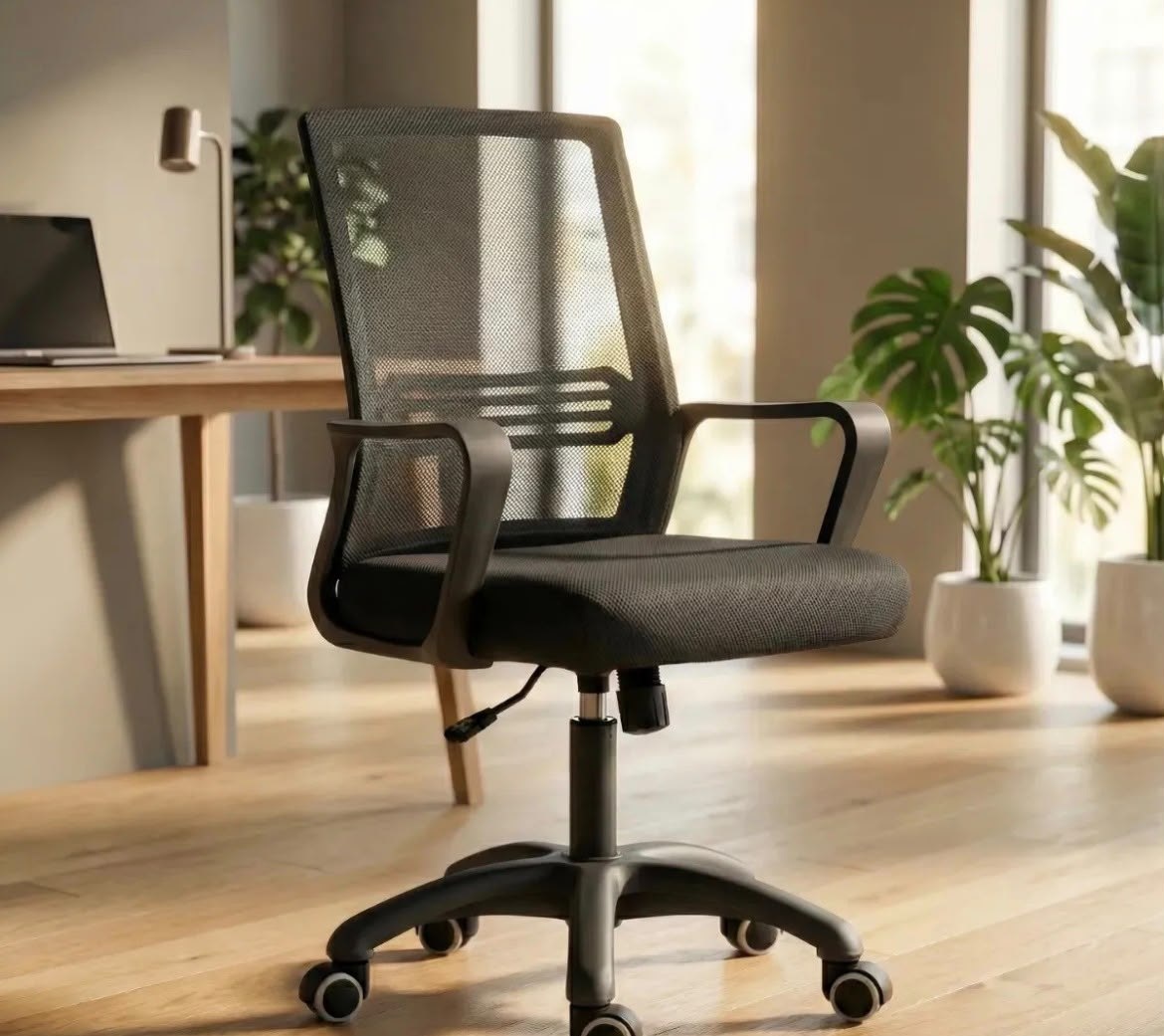 Cadeira Escritório Astrella Vega Ergonômica E Giratória Preto Malha