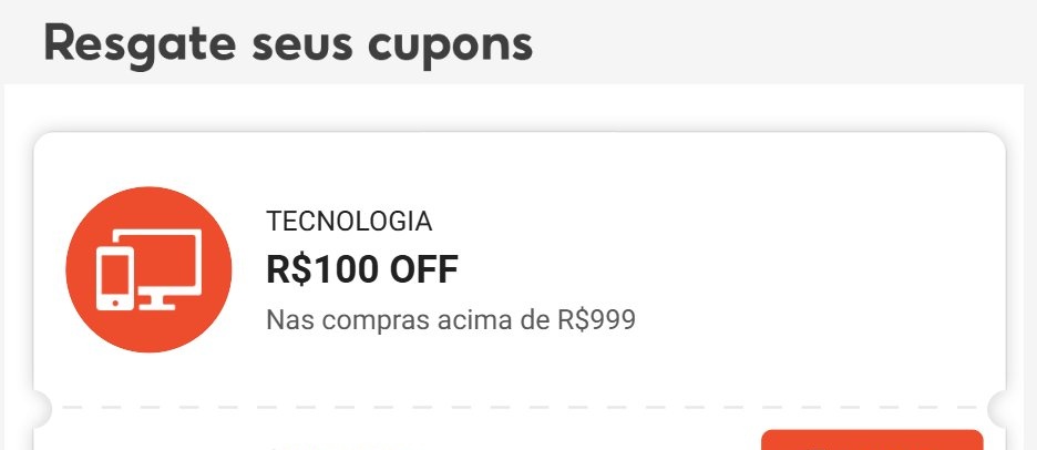 R100 OFF nas compras acima de R999