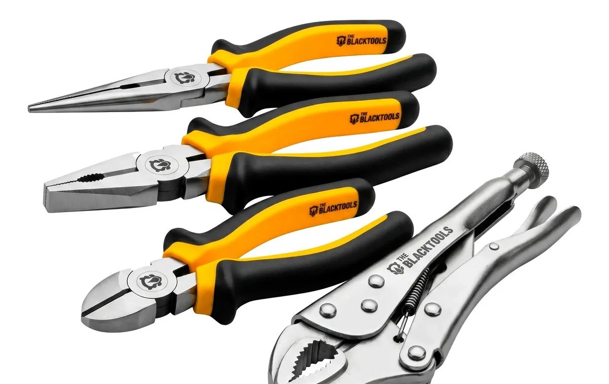 Kit Jogo De Alicates Universal Corte Bico E Pressão 4 Peças Profissional BKA400 The Black Tools