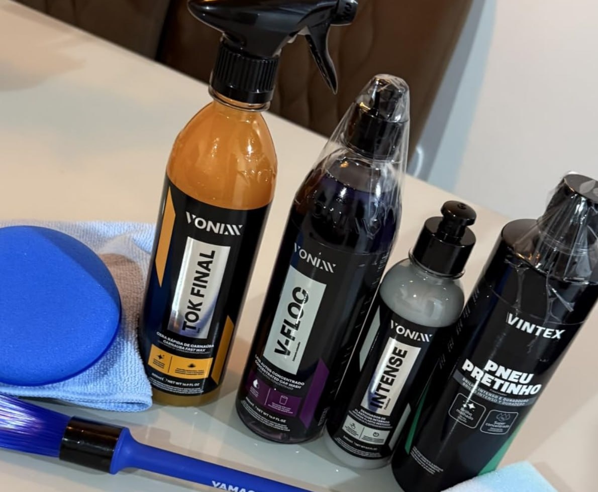 Kit Lavagem Vonixx Shampoo V-Floc, Cera Tok Final, Intense, Pneu Pretinho Vintex