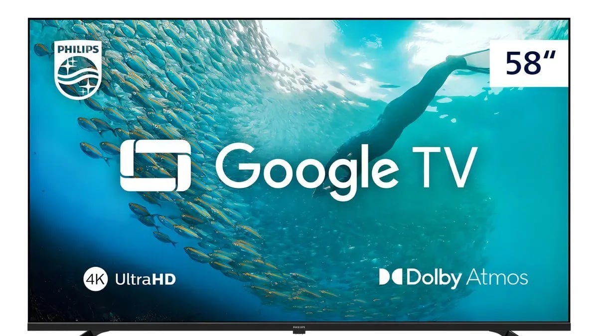 Smart TV 4K UHD LED 58 Philips PUG7019 Wi-Fi Google TV 3 HDMI