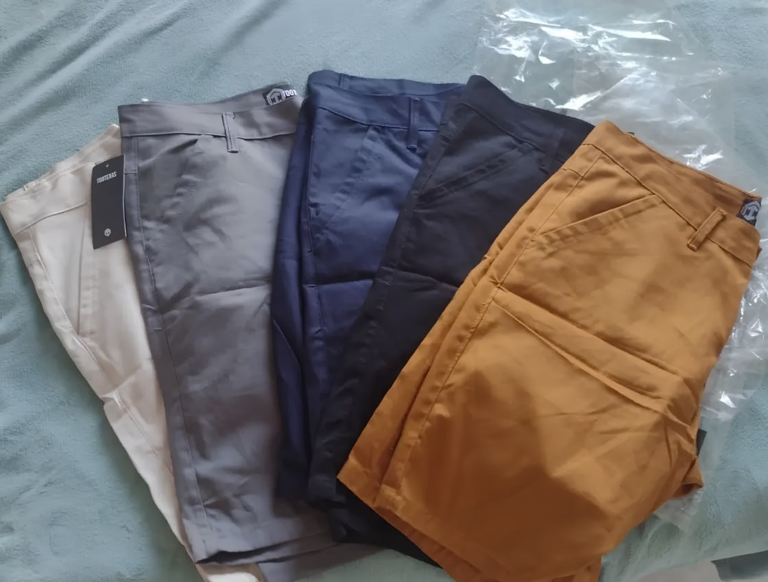 Kit Com 5 Bermudas Sarja Brim Coloridas