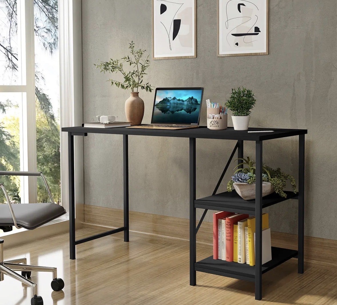Escrivaninha Mesa Office Estudo Estilo Industrial Cor Preto 1,10m Klm Store