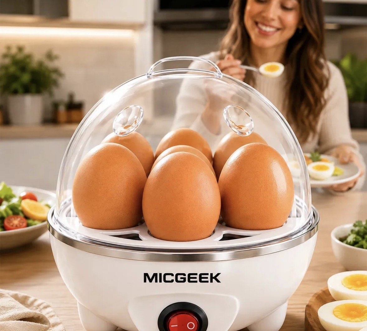 Cozedor De Ovos Automático Panela A Vapor Elétrica Legumes Elétrica Portátil Prático Rápido 7 Ovos Em 5min Micgeek