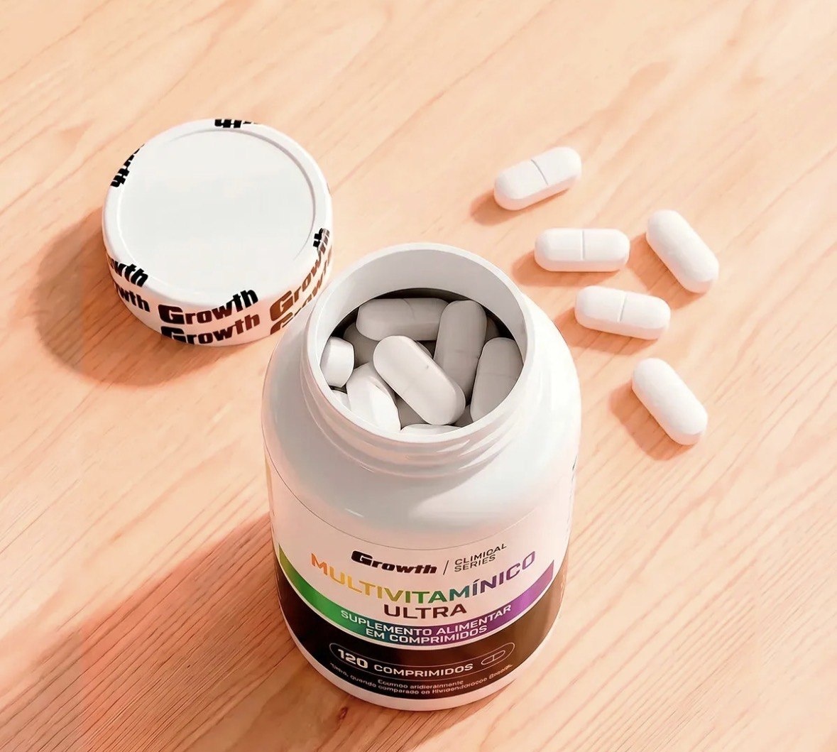 Multivitamínico Ultra 120 Comp - Growth Supplements Sabor Sem Sabor