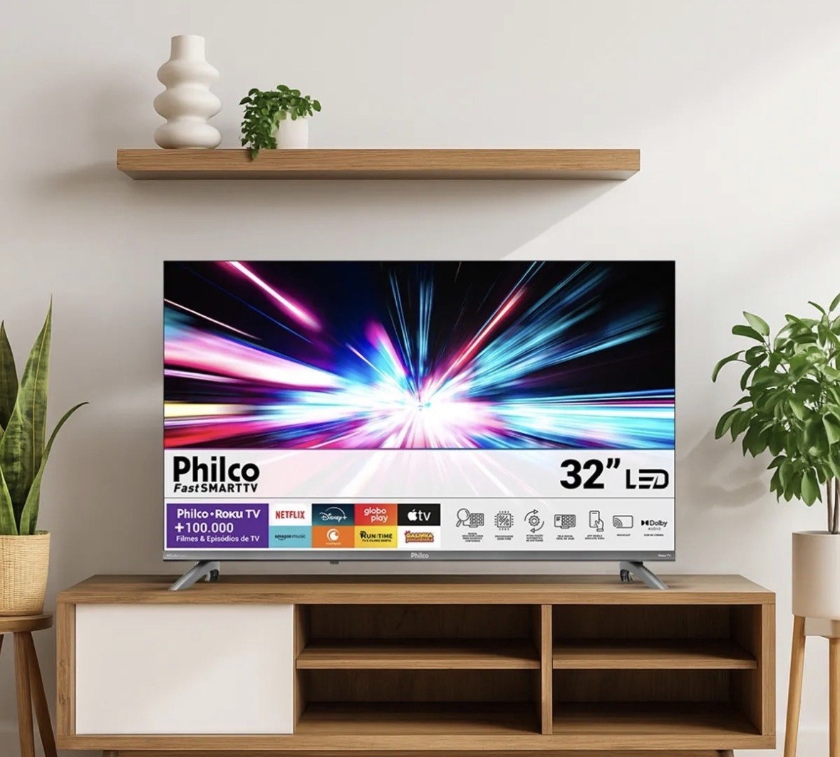 Smart Tv 32 Philco Roku Tv Dolby Áudio Hdr10 P32crb