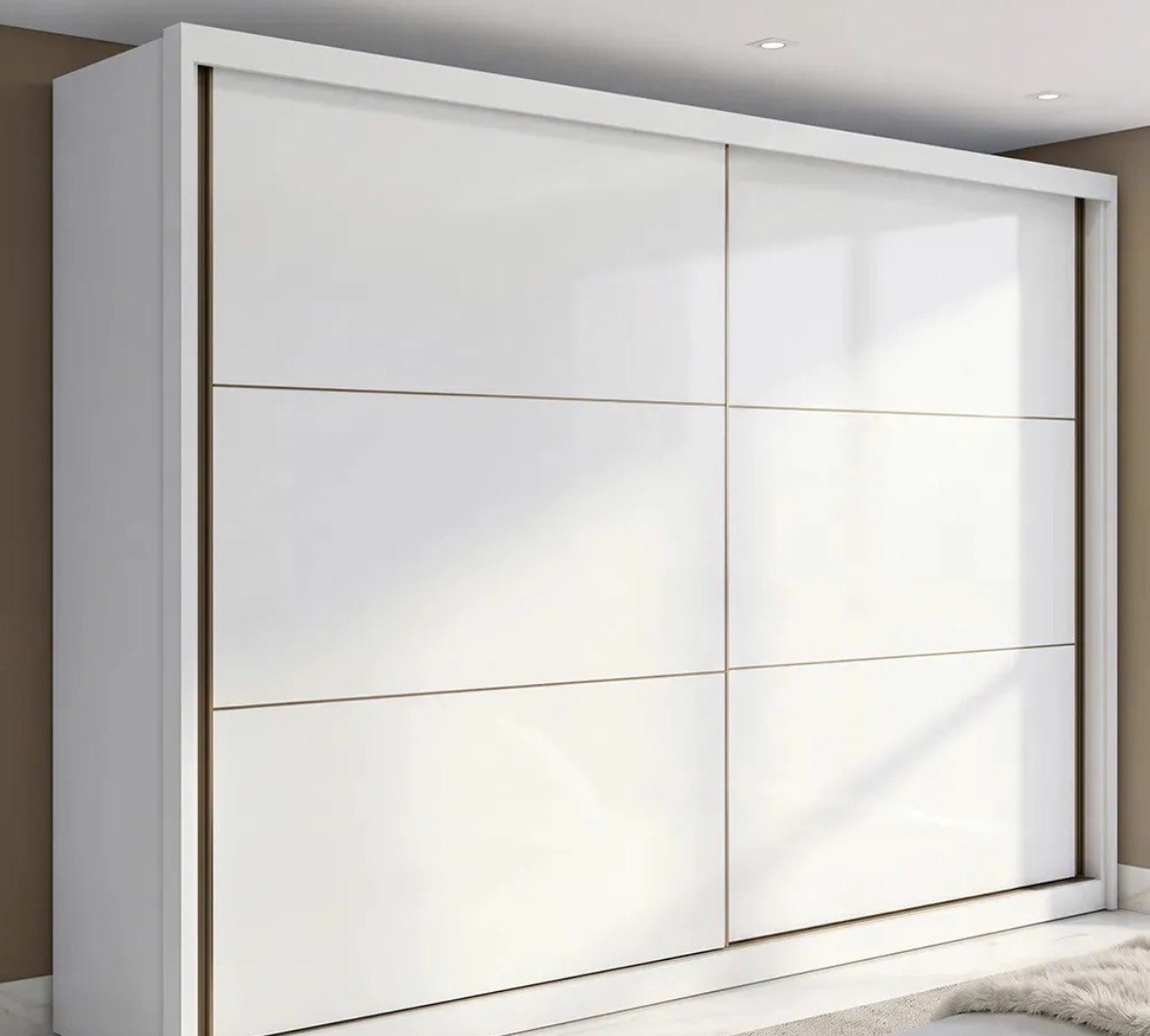 Guarda-roupa Casal MDF 2 Portas Corrediças Branco 6 Gavetas Móveis Lopas