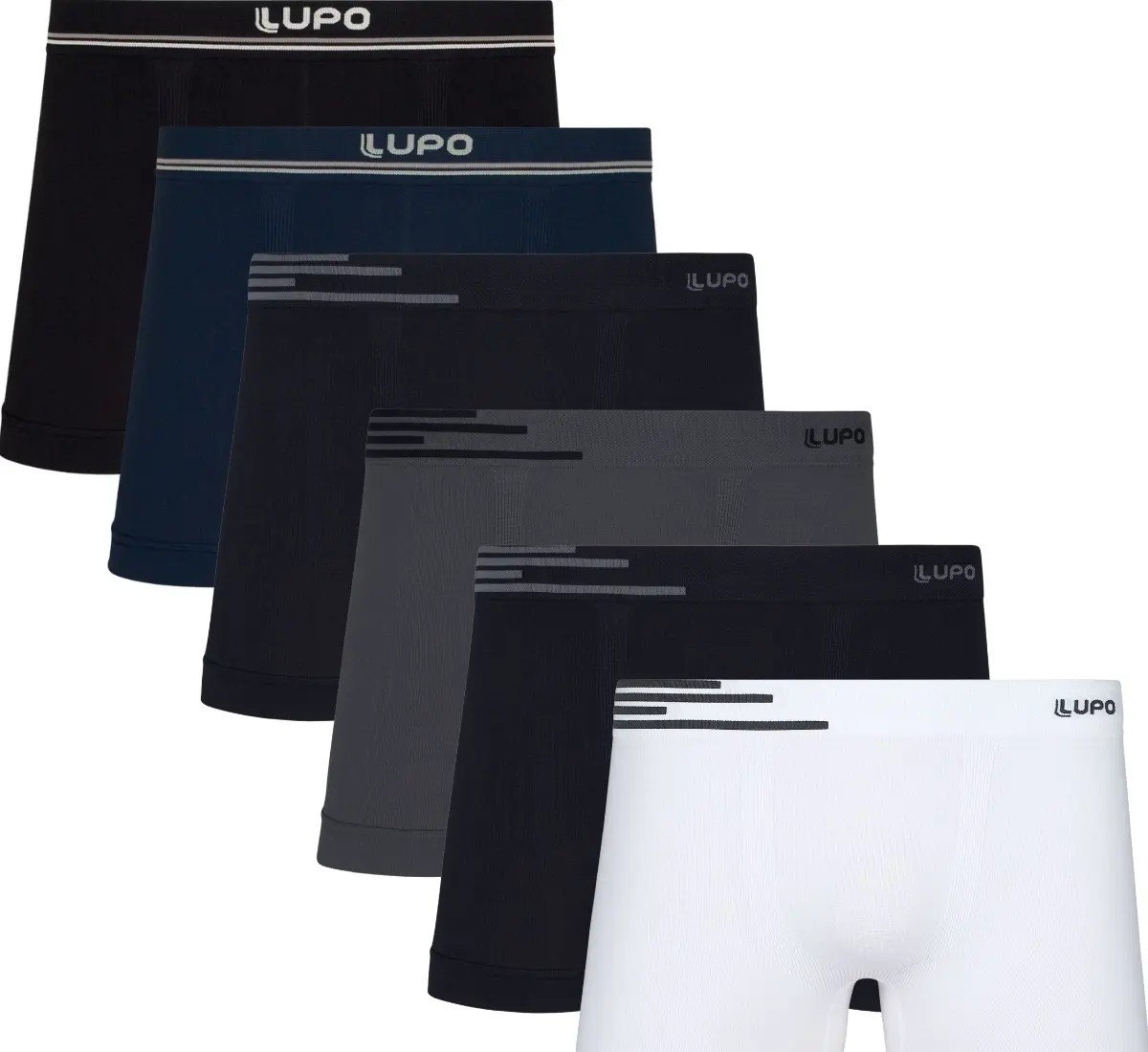 Kit 6 Cuecas Lupo Boxer Box Sem Costura Basic Microfibra