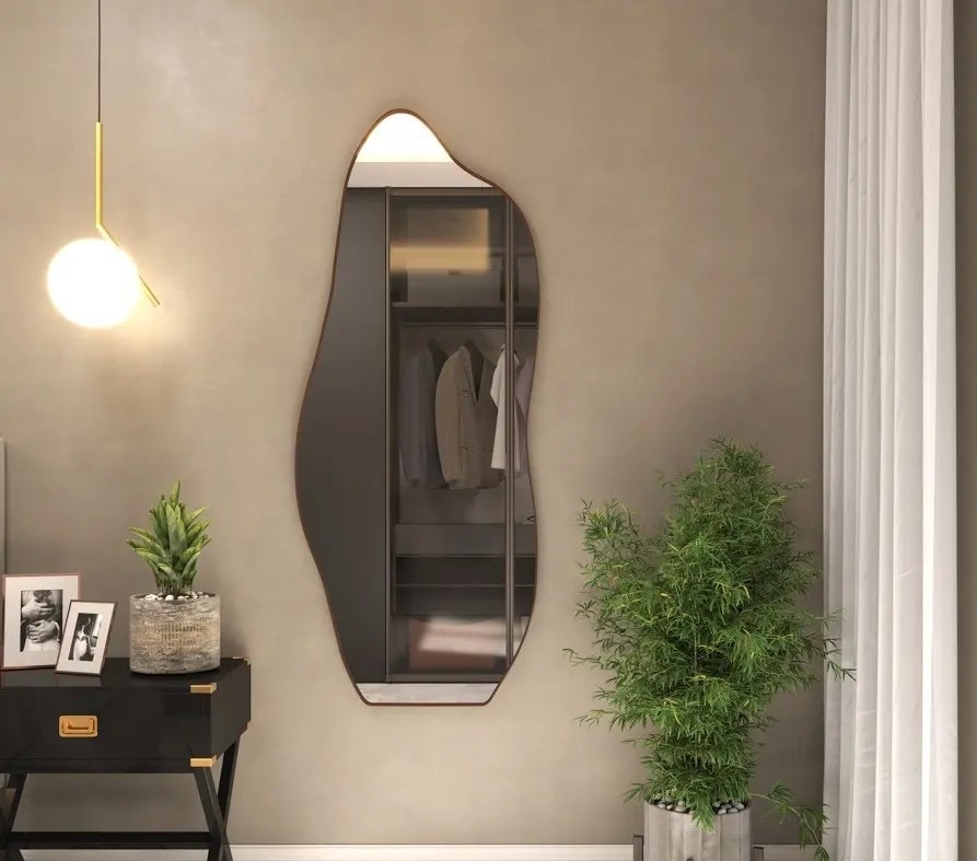 Espelho 100x50 Orgânico Corpo Inteiro Grande Moldura Caramelo