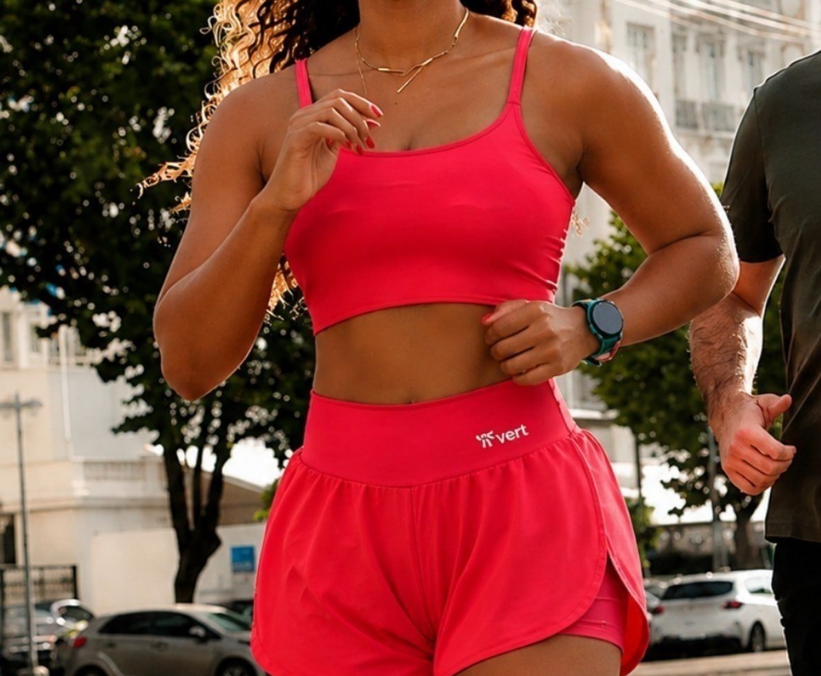 Conjunto Academia Top e Short Duplo Cintura Alta várias cores