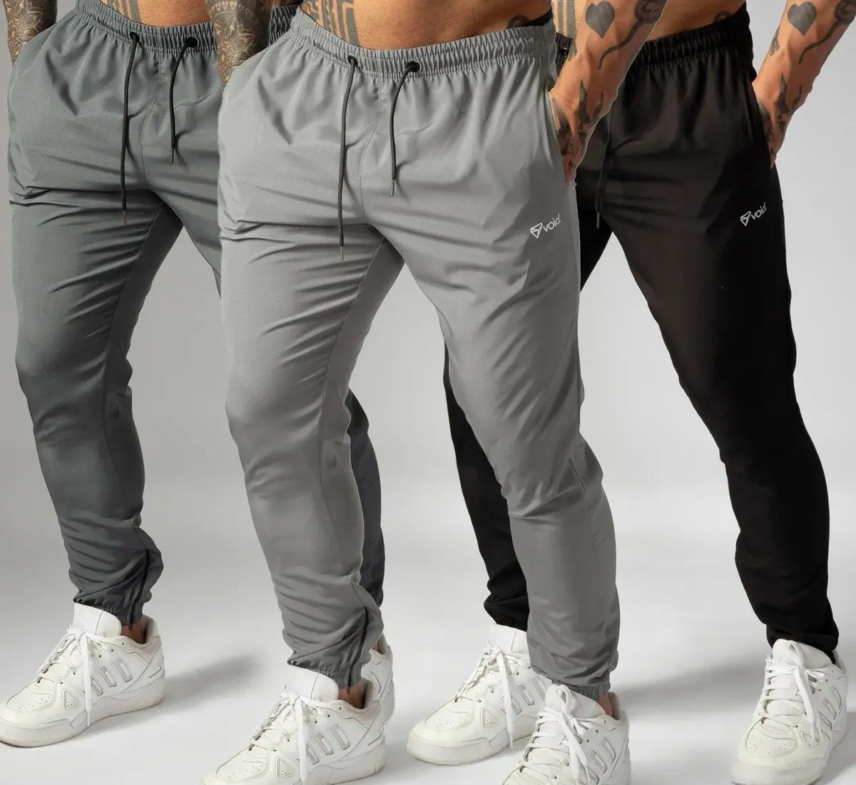 Kit 3 Calças Jogger Masculinas De Tactel Com Elastano Ziper