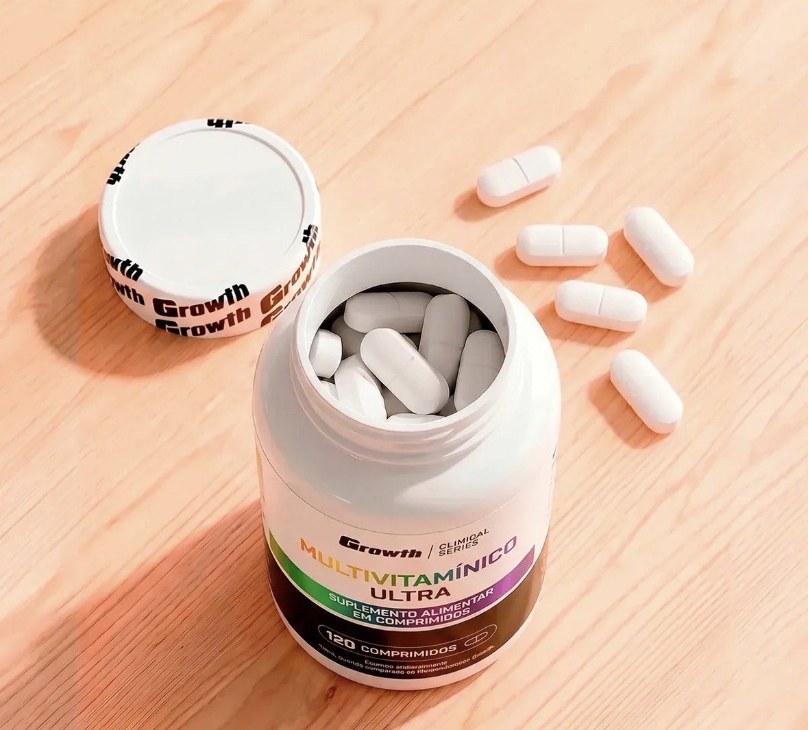 Multivitamínico Ultra 120 Comp - Growth Supplements Sabor Sem Sabor