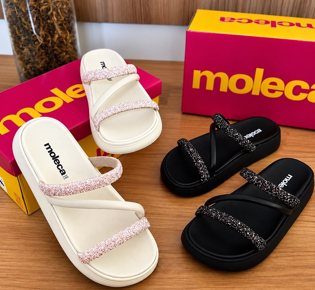 Sandália Moleca Papete Glitter 5 cores