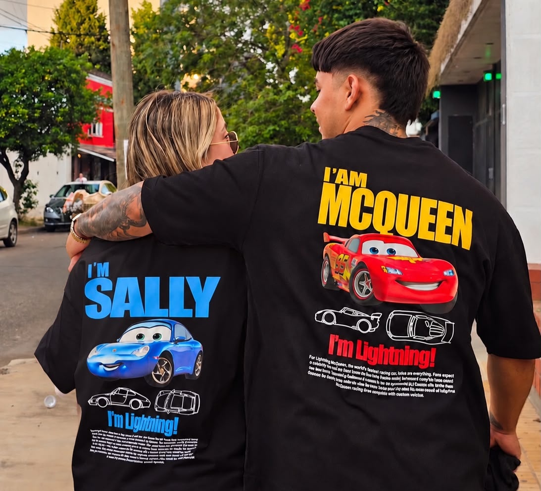 Kit Camiseta Casal Streetwear Carros Mcqueen  Sally