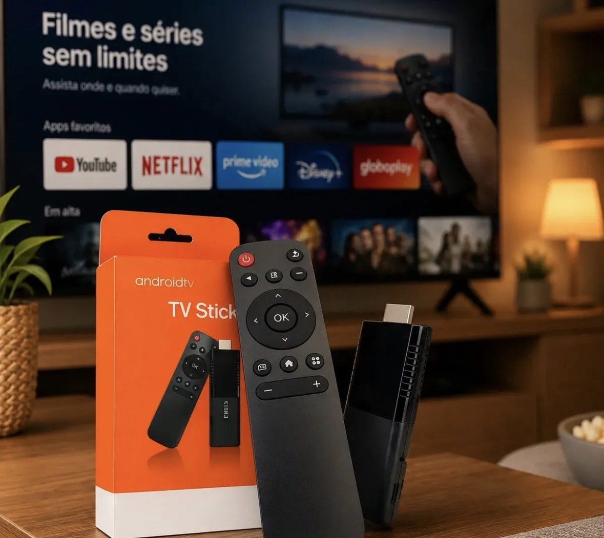 Tv Stick 4k Android Chromecast Smart Hdmi Wifi Ao Vivo Preto Padrão